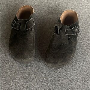 Birkenstock Black Suede Boston Clog with Buckle